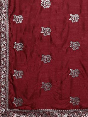 maroon embroidered saree with blouse - 17541311 - Standard Image - 4