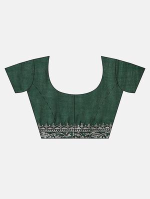 bottle green embroidered saree with blouse - 17541314 - Standard Image - 3