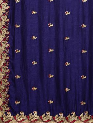 bordered embroidered saree with blouse - 17541316 - Standard Image - 4