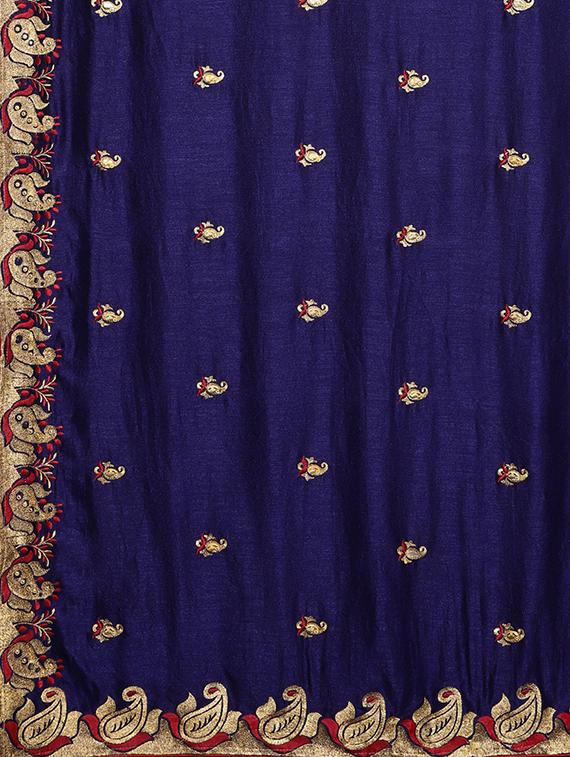 bordered embroidered saree with blouse - 17541316 - Zoom Image - 4