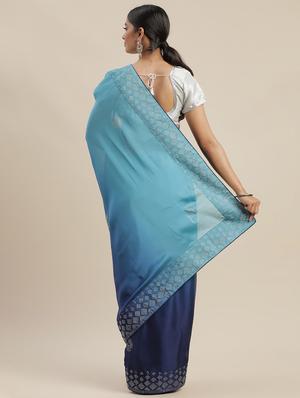 solid embellished bordered saree with blouse - 17541321 - Standard Image - 2