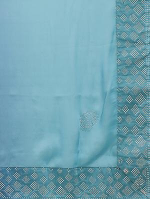 solid embellished bordered saree with blouse - 17541321 - Standard Image - 4