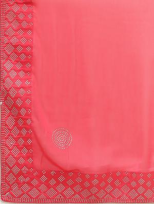 solid embellished bordered saree with blouse - 17541326 - Standard Image - 4