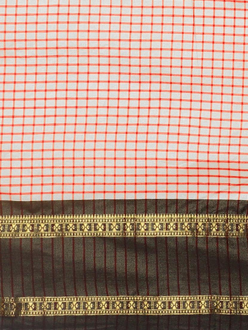 check printed saree with blouse - 17541363 - Zoom Image - 5