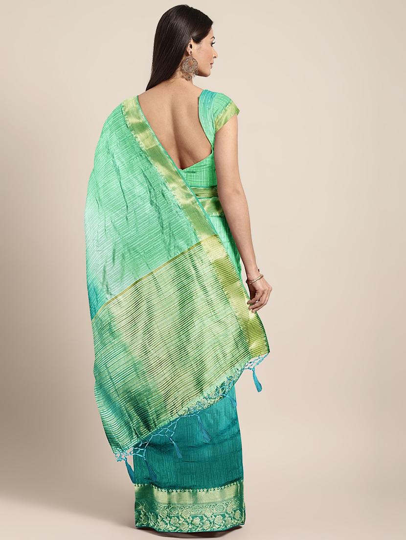 zari bordered printed saree with blouse - 17541379 - Zoom Image - 2