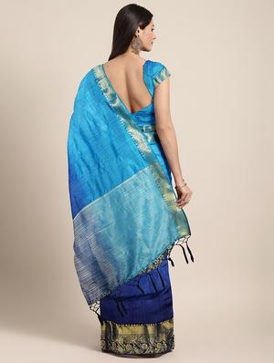 zari bordered printed saree with blouse - 17541381 - Standard Image - 2