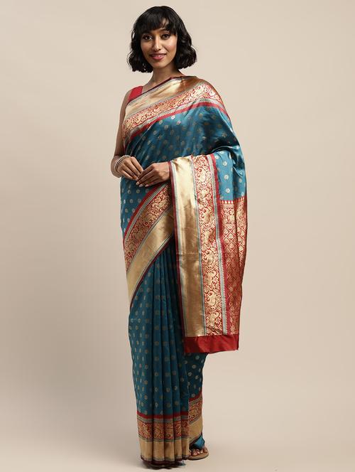 ethnic motifs banarasi saree with blouse - 17541383 - Standard Image - 1