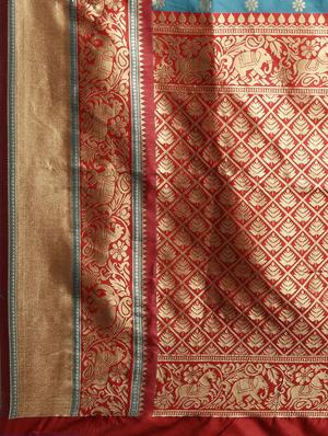 ethnic motifs banarasi saree with blouse - 17541383 - Standard Image - 4