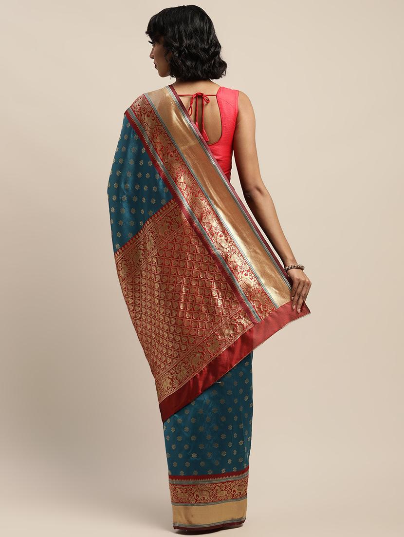 ethnic motifs banarasi saree with blouse - 17541383 - Zoom Image - 2