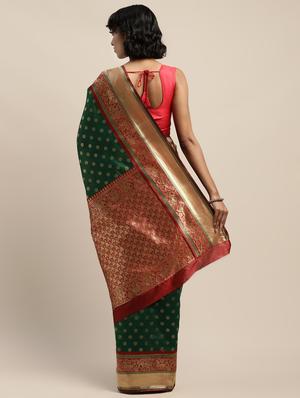 ethnic motifs banarasi saree with blouse - 17541384 - Standard Image - 2