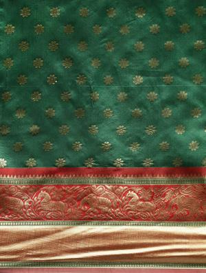 ethnic motifs banarasi saree with blouse - 17541384 - Standard Image - 5