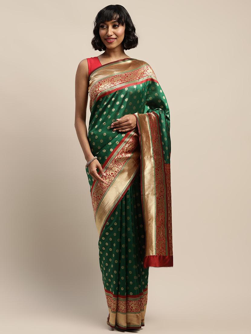 ethnic motifs banarasi saree with blouse - 17541384 - Zoom Image - 1