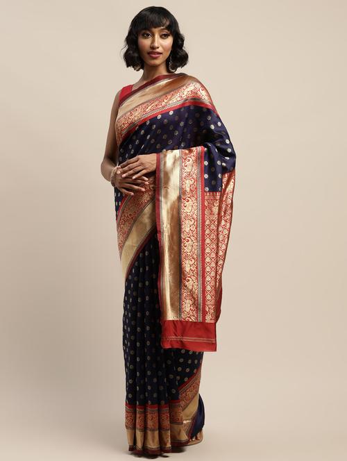 ethnic motifs banarasi saree with blouse - 17541386 - Standard Image - 1