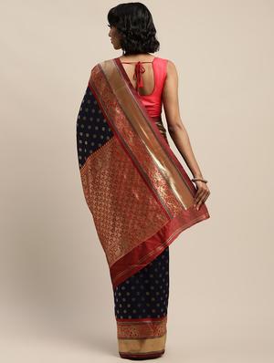 ethnic motifs banarasi saree with blouse - 17541386 - Standard Image - 2