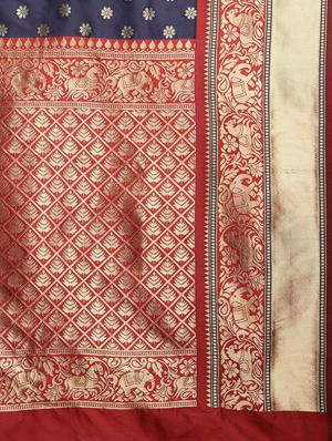 ethnic motifs banarasi saree with blouse - 17541386 - Standard Image - 5