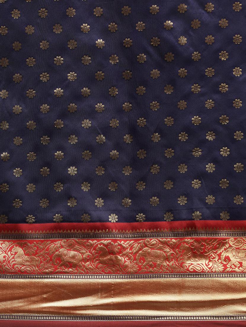 ethnic motifs banarasi saree with blouse - 17541386 - Zoom Image - 4