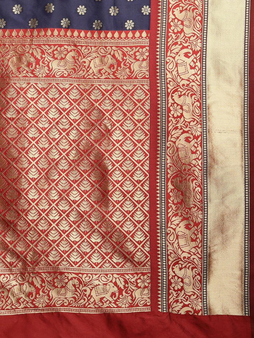 ethnic motifs banarasi saree with blouse - 17541386 - Zoom Image - 5