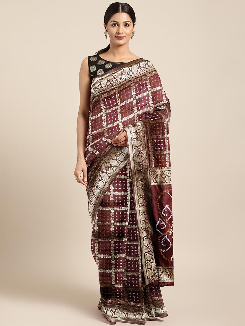 bandhani print banarasi saree with blouse - 17541388 - Zoom Image - 1