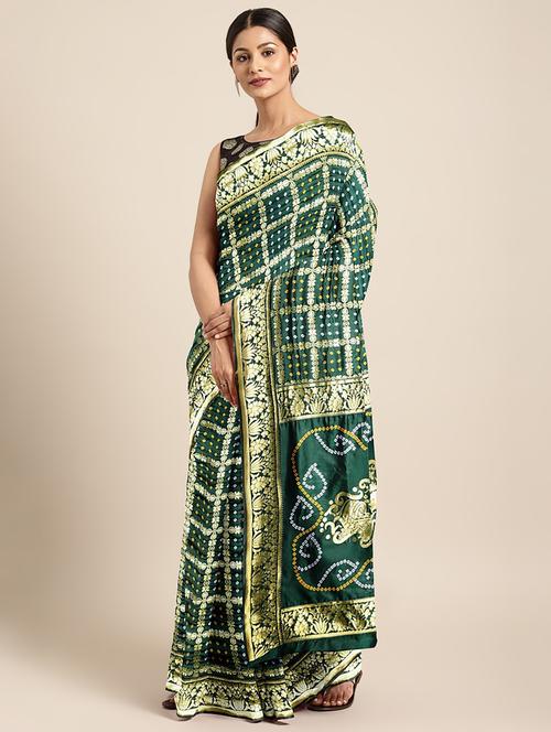 bandhani print banarasi saree with blouse - 17541389 - Standard Image - 1