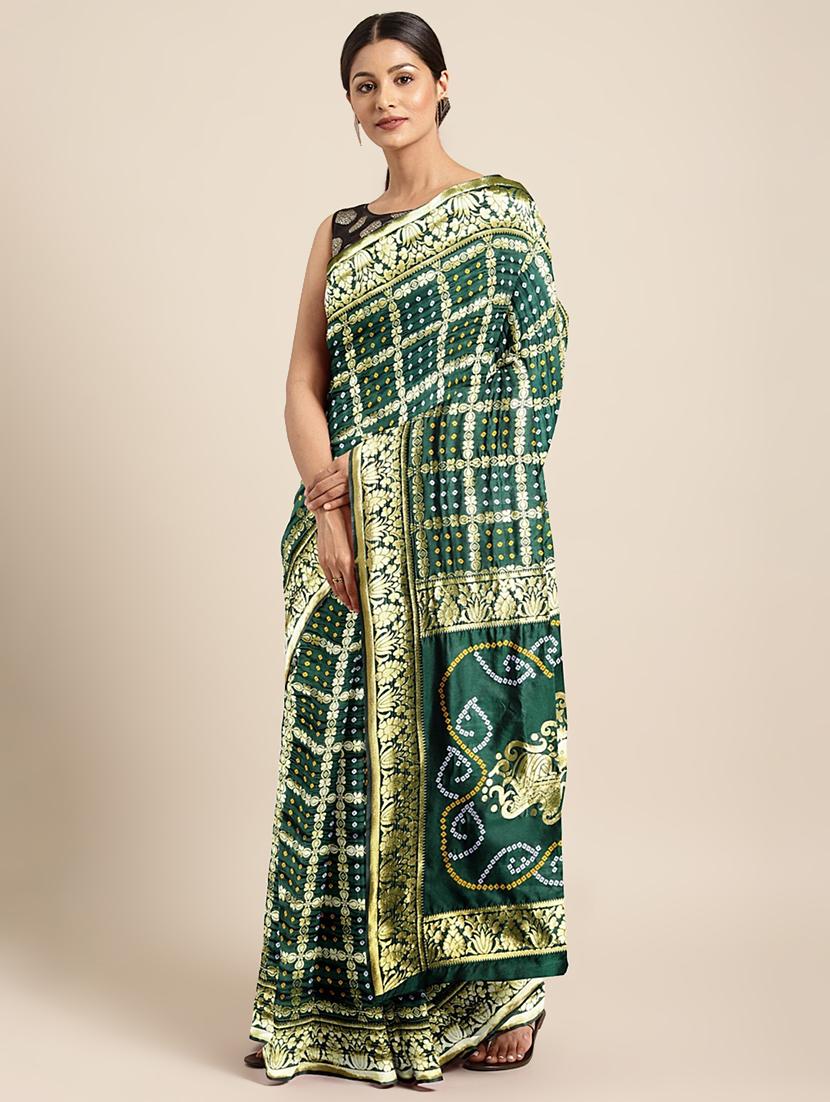 bandhani print banarasi saree with blouse - 17541389 - Zoom Image - 1