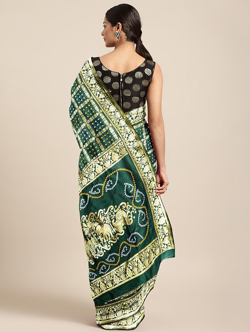bandhani print banarasi saree with blouse - 17541389 - Zoom Image - 2
