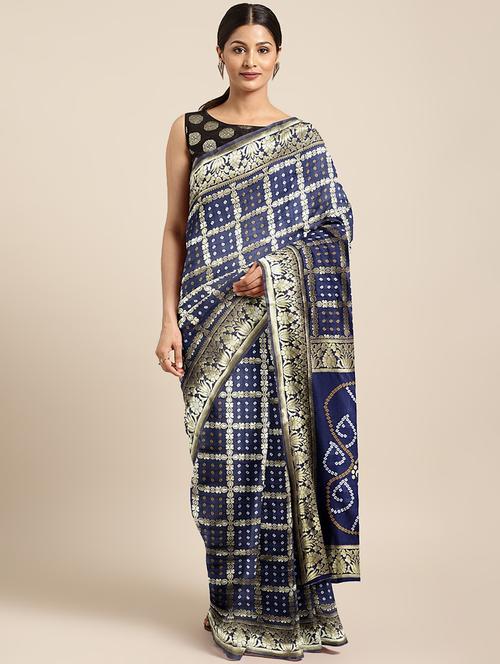 bandhani print banarasi saree with blouse - 17541390 - Standard Image - 1