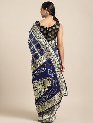 bandhani print banarasi saree with blouse - 17541390 - Standard Image - 2
