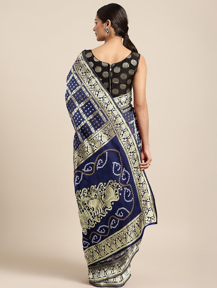 bandhani print banarasi saree with blouse - 17541390 - Zoom Image - 2