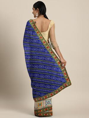 bandhani half and half embroidered saree with blouse - 17541391 - Standard Image - 2