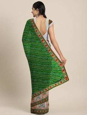 bandhani half and half embroidered saree with blouse - 17541392 - Standard Image - 2
