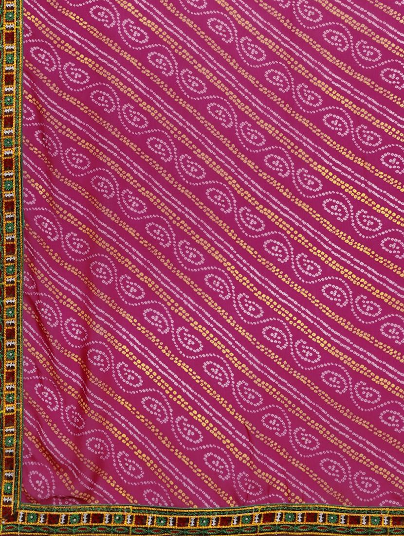 bandhani half and half embroidered saree with blouse - 17541395 - Zoom Image - 5