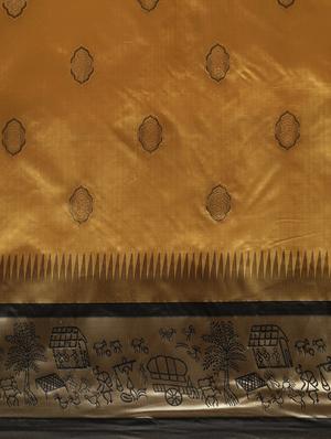 mustard banarasi saree with blouse - 17541396 - Standard Image - 5