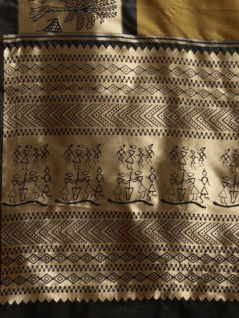 mustard banarasi saree with blouse - 17541396 - Zoom Image - 4