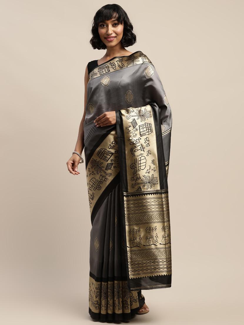 ethnic motifs banarasi saree with blouse - 17541397 - Zoom Image - 1