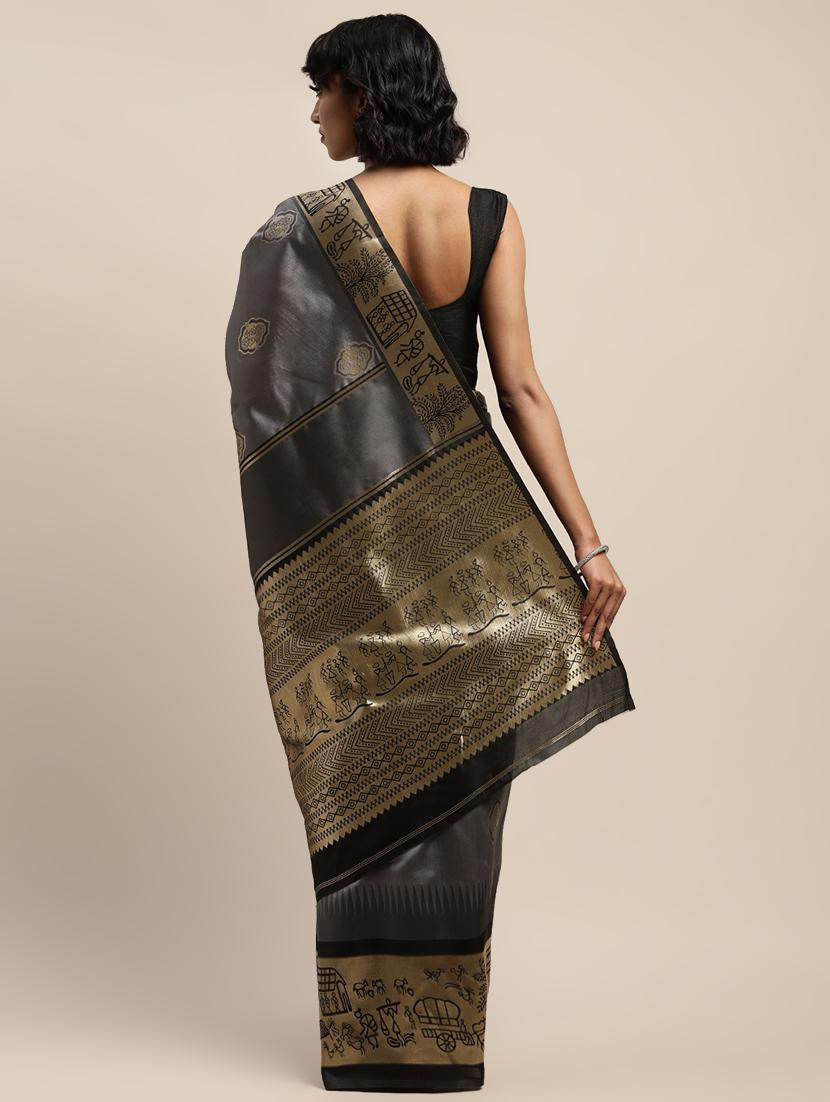 ethnic motifs banarasi saree with blouse - 17541397 - Zoom Image - 2