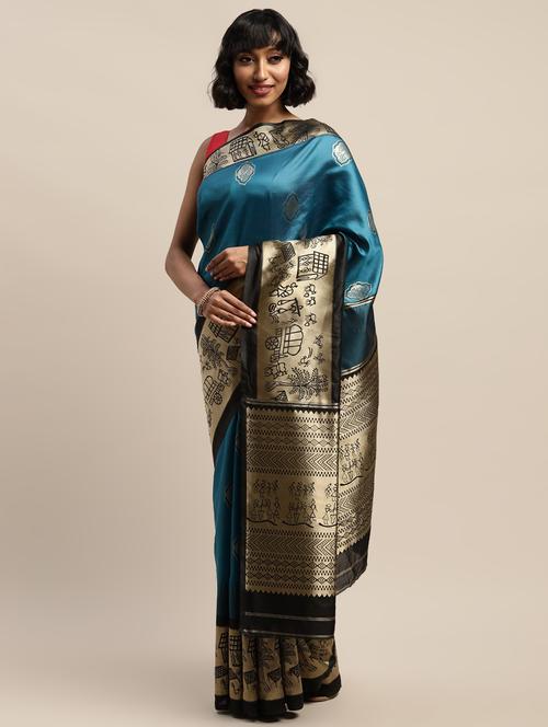 ethnic motifs banarasi saree with blouse - 17541398 - Standard Image - 1