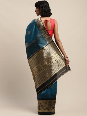ethnic motifs banarasi saree with blouse - 17541398 - Standard Image - 2
