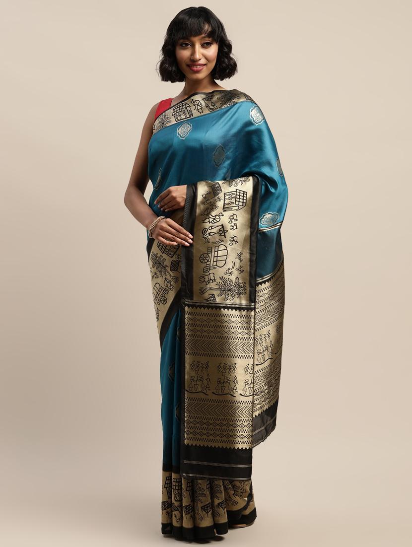 ethnic motifs banarasi saree with blouse - 17541398 - Zoom Image - 1