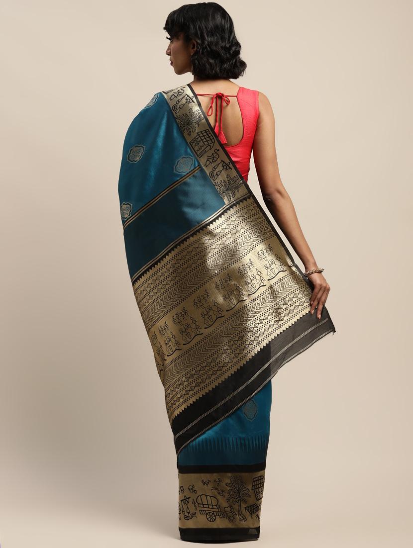ethnic motifs banarasi saree with blouse - 17541398 - Zoom Image - 2