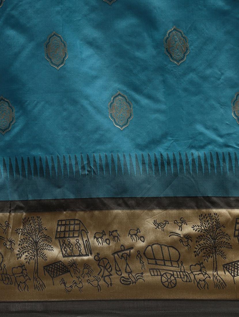 ethnic motifs banarasi saree with blouse - 17541398 - Zoom Image - 4