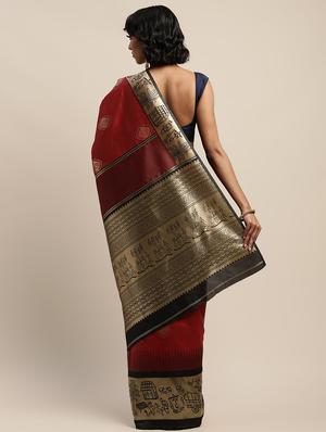 ethnic motifs banarasi saree with blouse - 17541399 - Standard Image - 2