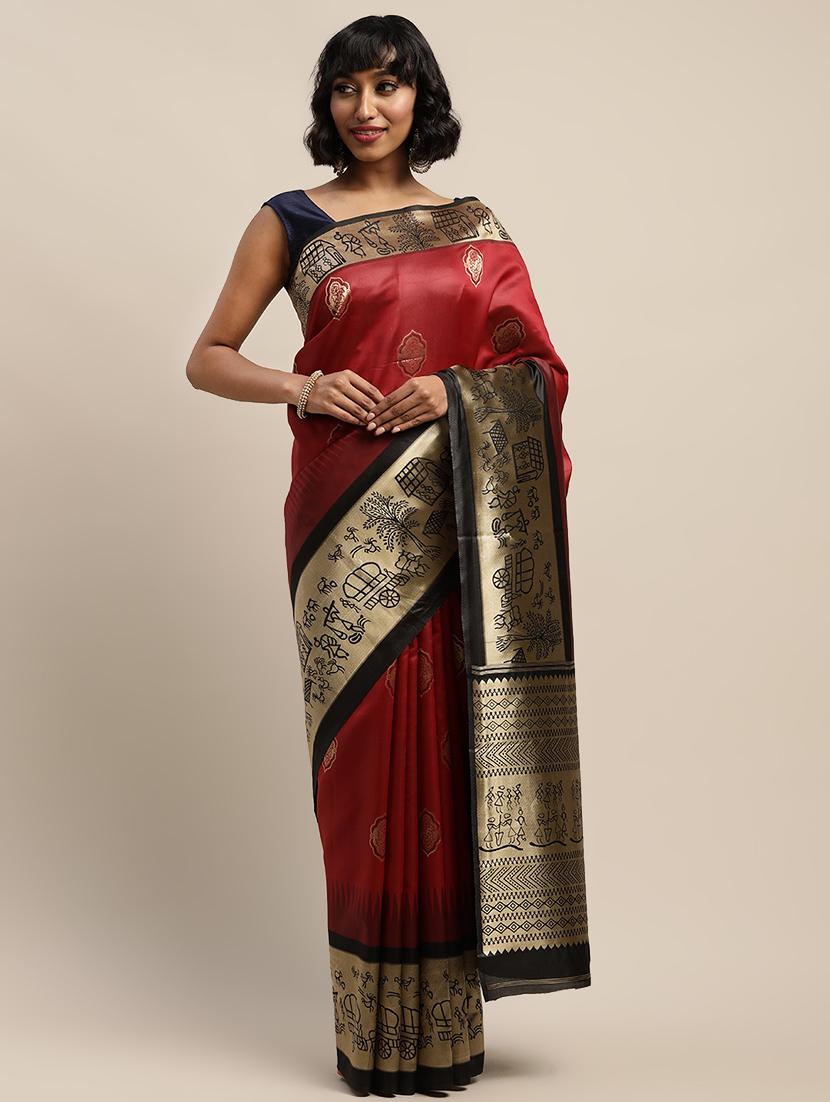 ethnic motifs banarasi saree with blouse - 17541399 - Zoom Image - 1