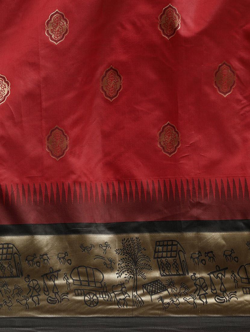 ethnic motifs banarasi saree with blouse - 17541399 - Zoom Image - 4