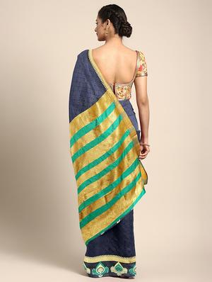 zari bordered printed saree with blouse - 17541400 - Standard Image - 2