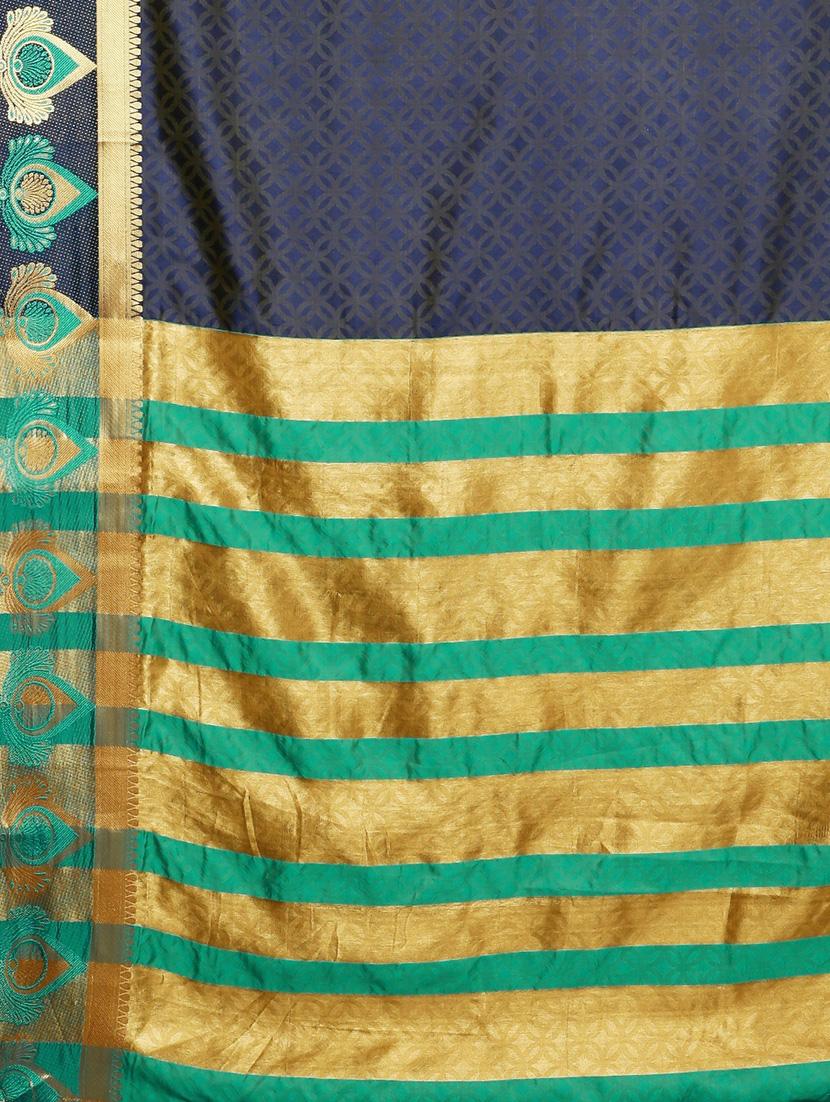 zari bordered printed saree with blouse - 17541400 - Zoom Image - 4
