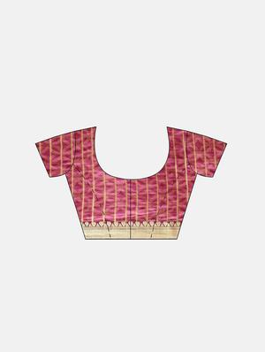 zari bordered printed saree with blouse - 17541401 - Standard Image - 3
