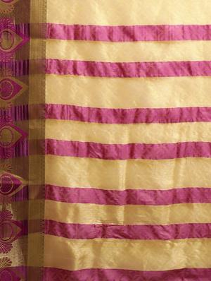 zari bordered printed saree with blouse - 17541401 - Standard Image - 4