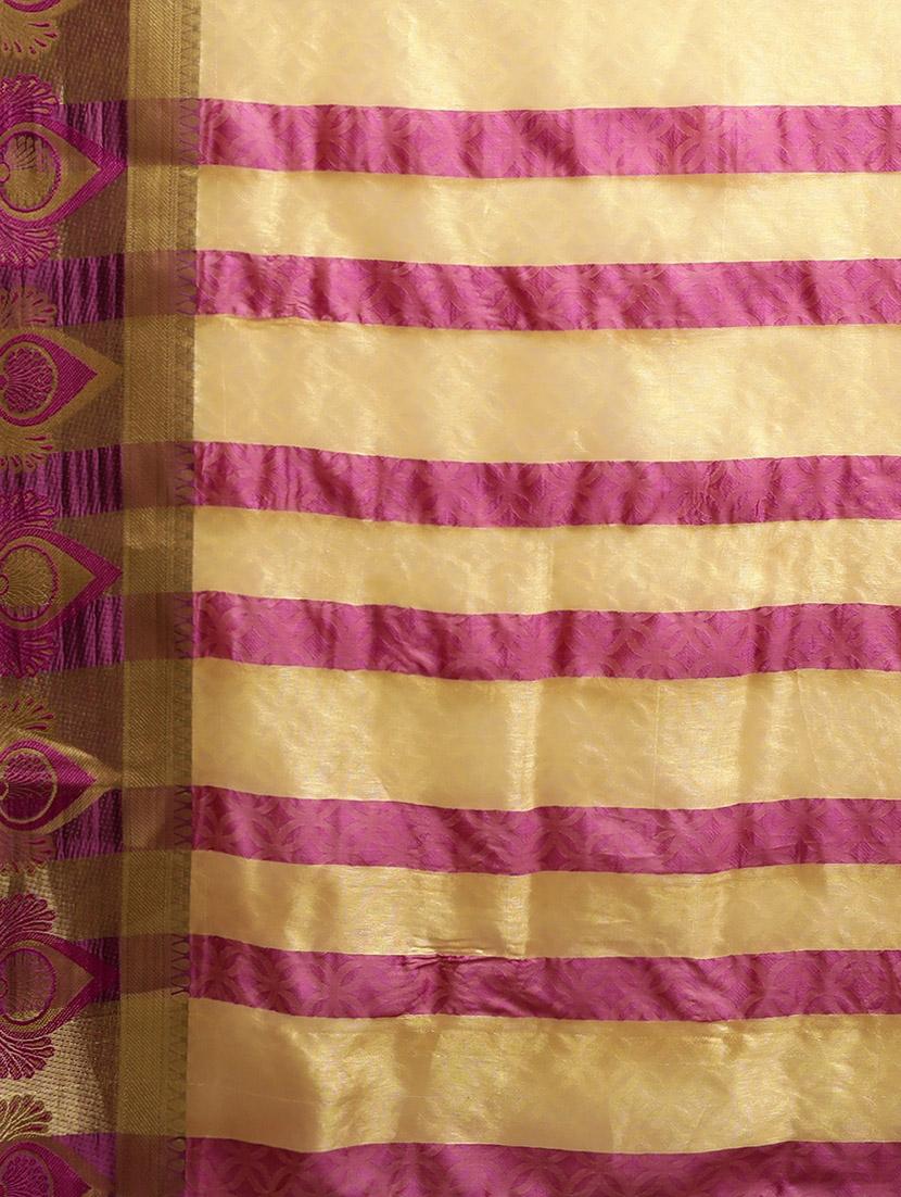 zari bordered printed saree with blouse - 17541401 - Zoom Image - 4