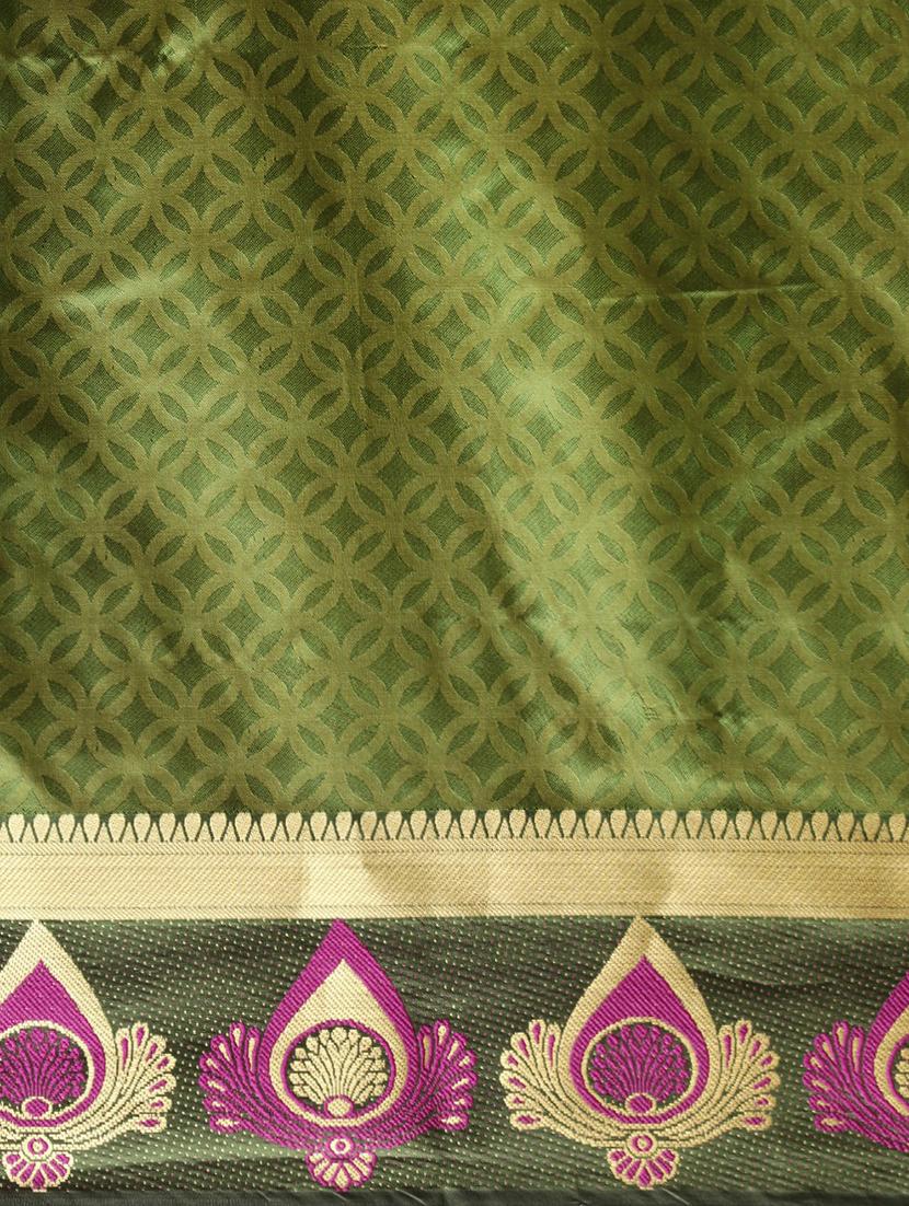 zari bordered printed saree with blouse - 17541401 - Zoom Image - 5