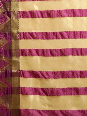 zari bordered printed saree with blouse - 17541404 - Standard Image - 4